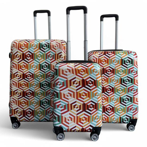 Snowball Strong Expandable Hard Shell Dual 4 Wheel Suitcase Set Print Luggage Cabin Travel Bag