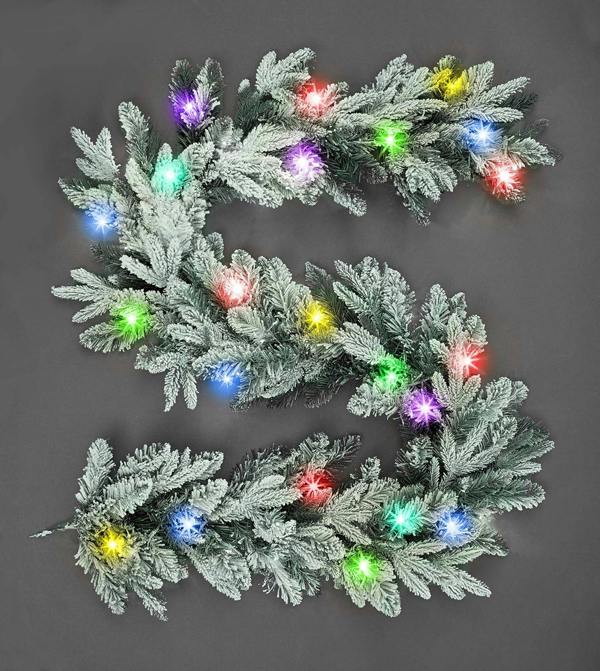 2m Prelit Lapland Fir Christmas Garland with 50 White LEDs, Snow Flock Finish, PVC image 4