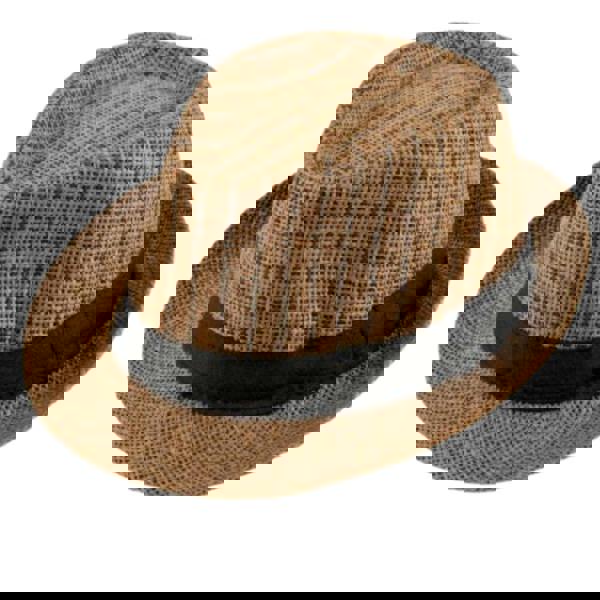 Fores Collection Straw Trilby Fedora Hat with Contrast Band