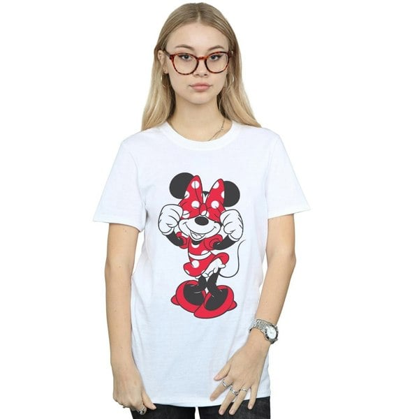 Disney Womens/Ladies Minnie Mouse Bow Eyes Cotton Boyfriend T-Shirt - White