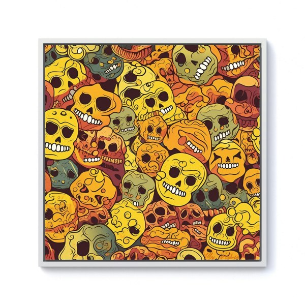 Warren Reed Autumnal Skulls Pattern Framed Canvas