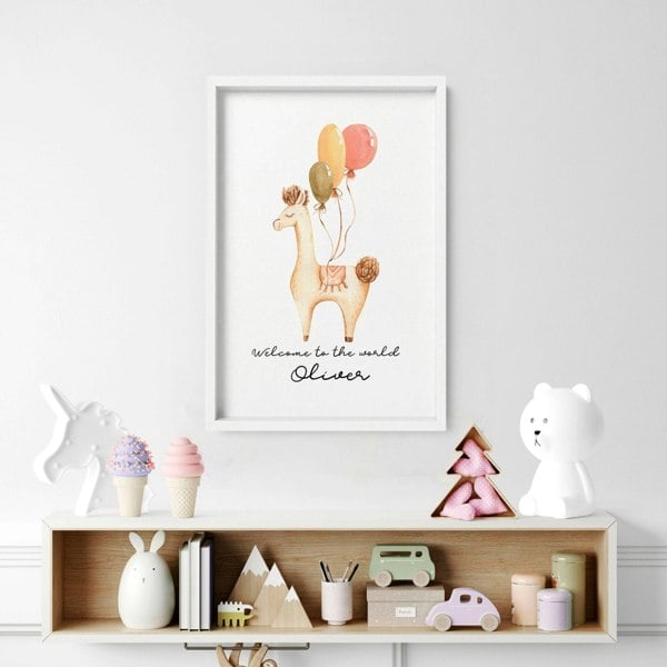 Childrens bedroom decorations | Llama Wall art for Nursery