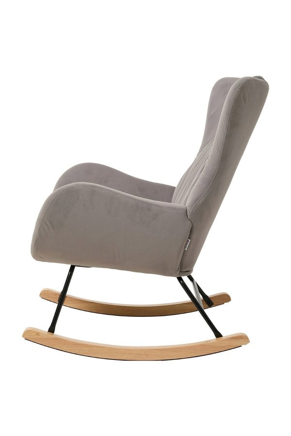 Living and Home Light Grey Velvet Upholstered Rocking Chair