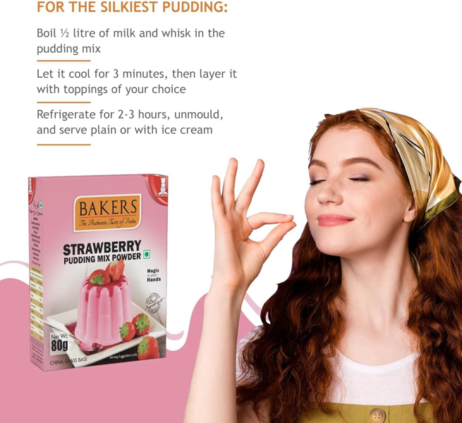 Bakers Strawberry Pudding Mix Powder Instant Dessert 80g