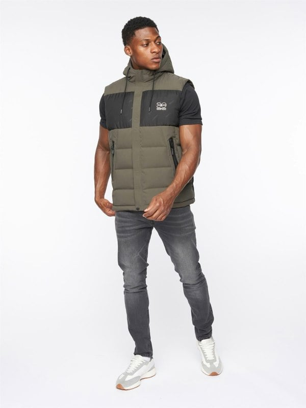 Crosshatch Kremlins Embossed Gilet Olive