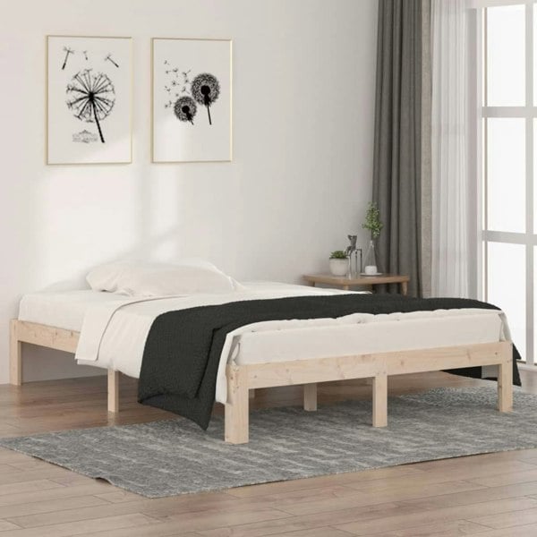 Berkfield Bed Frame Solid Wood 135x190 cm Double