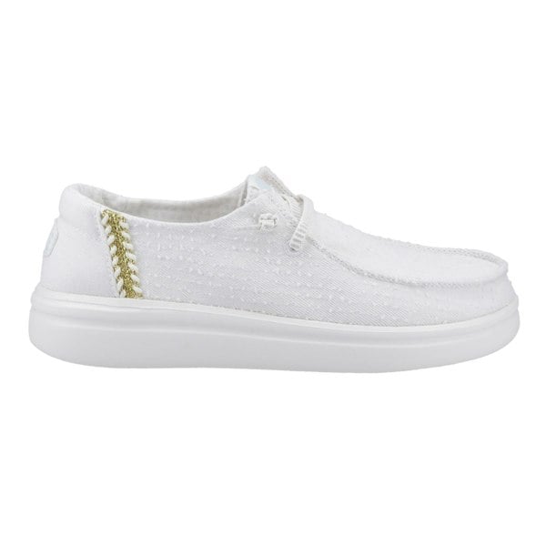 HEYDUDE Wendy Rise Perf Canvas Polyester Blend Women's White Moccasins Shoes
