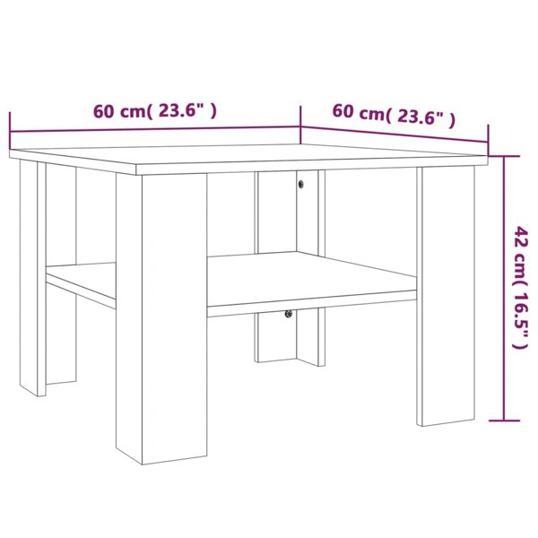 Berkfield Coffee Table Smoked Oak 60x60x42 cm Engineered Wood