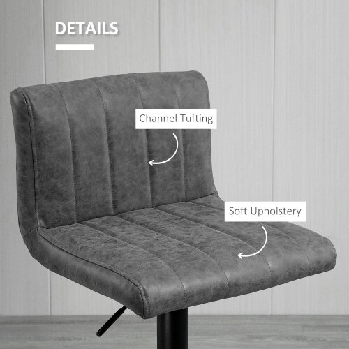 Wyld Haus Ralava Set Of 2 Faux Leather Grey Adjustable Swivel Bar Stools With Footrests