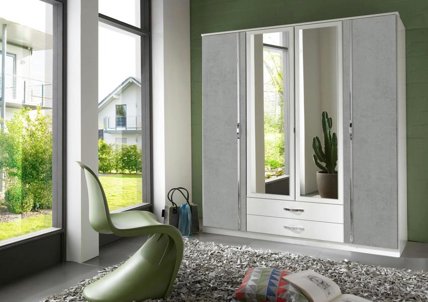 DUO Grey 4 Door Wardrobe