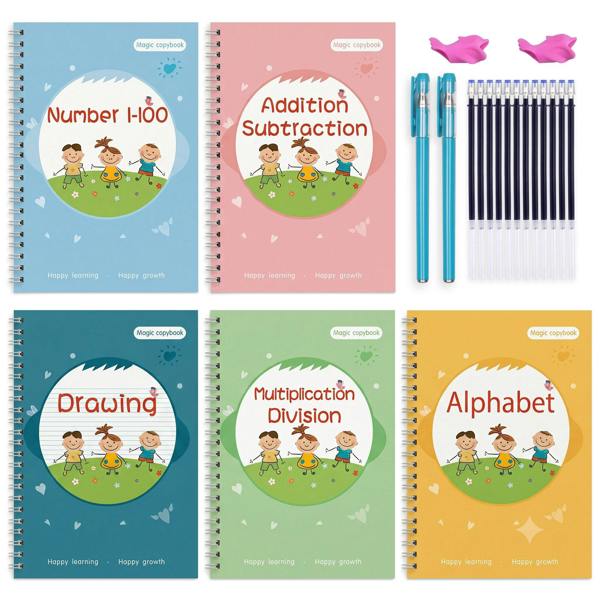 Dragodirect Magic Copybook 5 Book Set with Pens & Refills for Kids