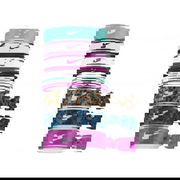 Nike Mixed Hairband (Pack of 9) - Sangria Pink/Active Pink/Washed Teal - 