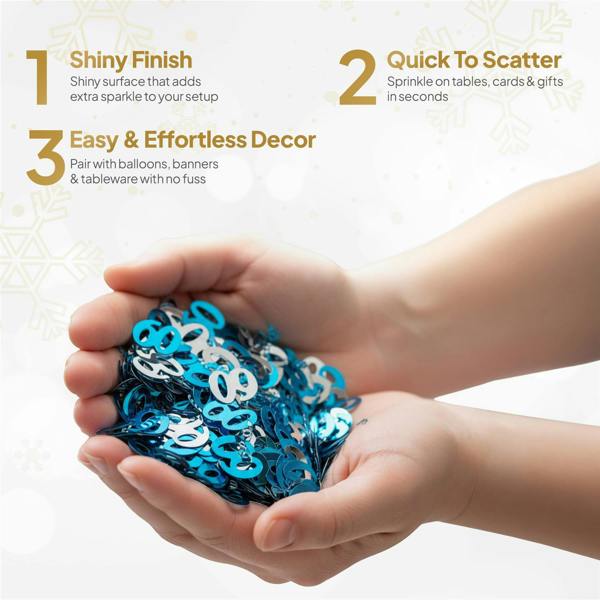 60th Birthday Blue & Silver Metallic Confetti Set in 1, 2 or 4 Pack for Party Tables image 3