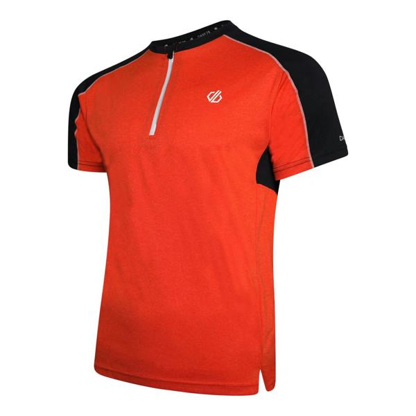 Dare 2B Mens Li Colour Block Half Zip T-Shirt - Trail Blaze Red/Black - 