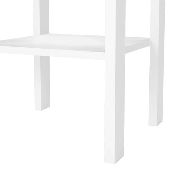 Wyld Haus Wildberry Matt White Wooden Bedside Table with 1 Drawer Bottom Shelf Leather Handles