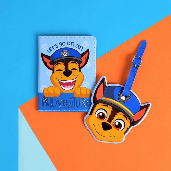 Widdop & Co Paw Patrol Chase PU Leather Passport and Luggage Tag Blue