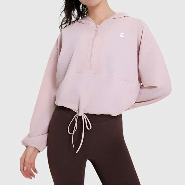 Anniou Cropped Hoodie UPF 50+ - Pink