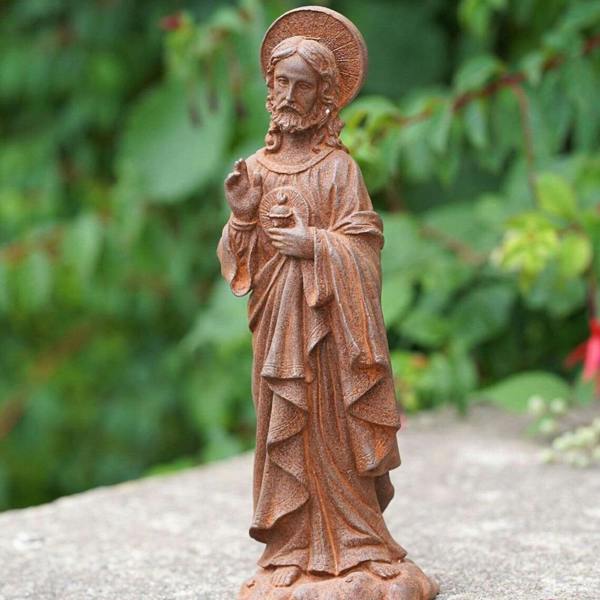 SPA Cast Iron Jesus Garden Ornament Home Decor Statue