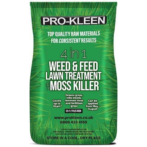 ProKleen Pro-Kleen 4 in 1 Weed and Feed Lawn Treatment with Moss Killer 20kg Greens Grass Kills Weeds & Moss & Fertilises Grass