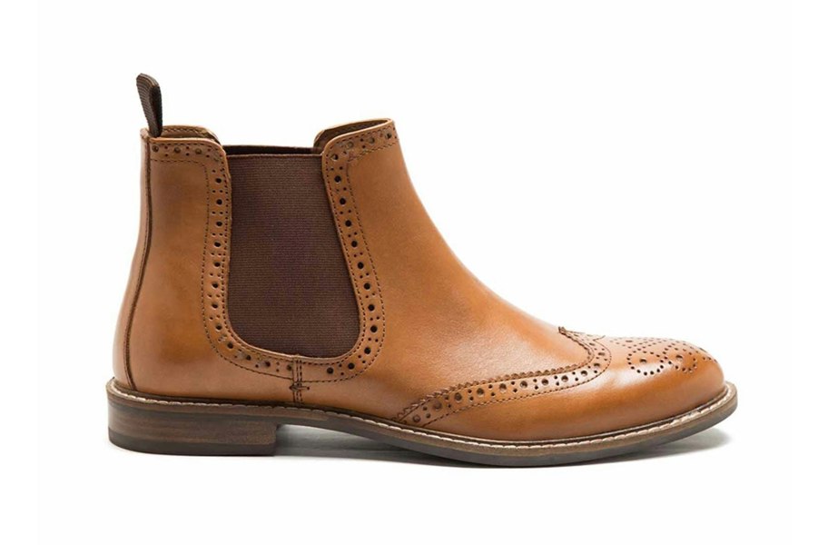 Thomas Crick Red Tape Crick Downton Brogue Mens Chelsea Pull On Leather