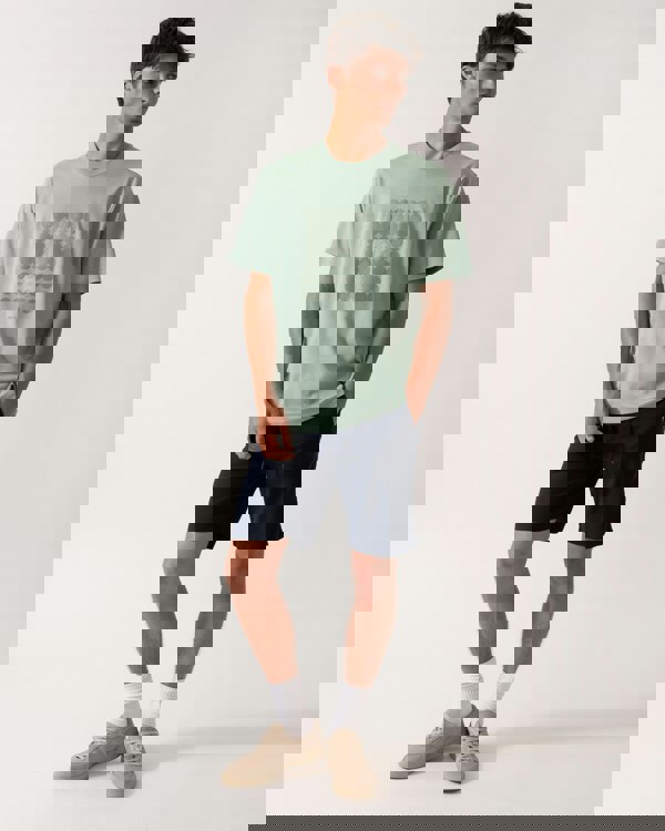 BOSS Green Tee Mens Interlock-Cotton T-Shirt with Circle Artwork - Open Green 357