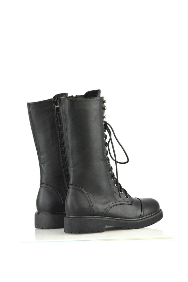 XY LONDON Knee High Chunky Mid-Calf Lace up Combat Boots
