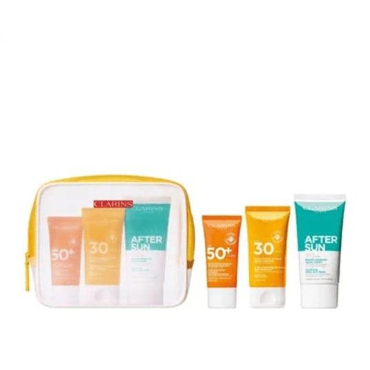 Clarins Suncare Travel Set: Face Cream + Body Cream + After Sun Balm
