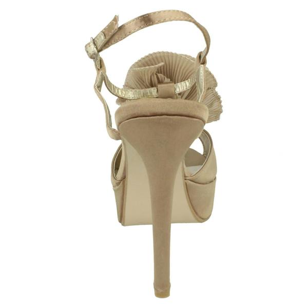 Spot On Ladies Spot On Heeled Platform Sandal With Ruffle Trim