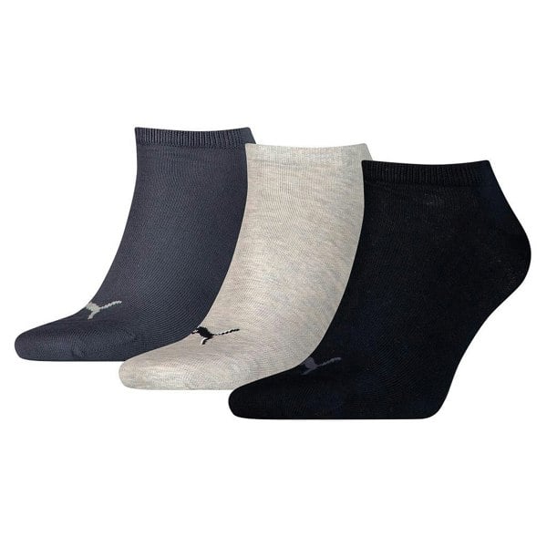 Puma Unisex Adult Invisible Socks (Pack of 3) - Navy/Light Grey/Black