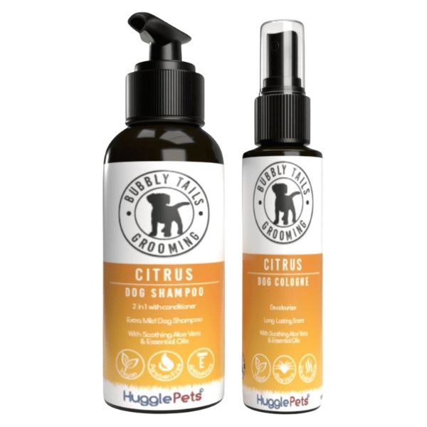 HugglePets Bubbly Tails Dog Shampoo and Deodorising Cologne Spray Set