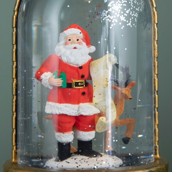 Samuel Alexander 29cm Battery Operated Light up LED Christmas Cloche Water Spinner with Santa & Deer Scene