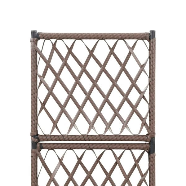 Berkfield Trellis Raised Bed with 1 Pot 30x30x107 cm Poly Rattan Brown