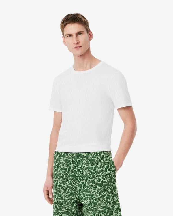 Lacoste Mens 3-Pack Plain Mens T-Shirts - White 001