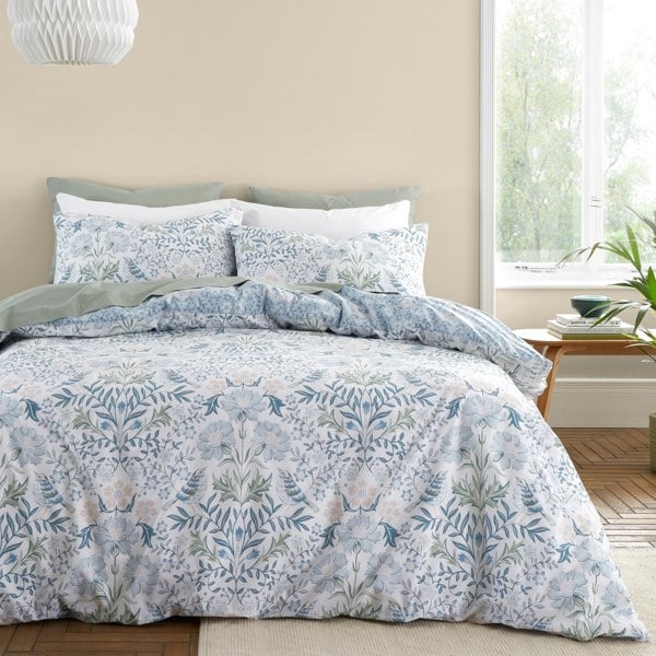 Bianca Hedgerow Hopper Floral 200 Thread Count Cotton Reversible Duvet Cover Set