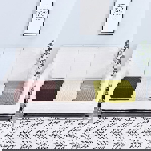 Anyhouz Anyseat Sofa Cover Beige Polyester Thick Stretchable Cushion For Living Room 1Pc Enlarge Size 160-185cmx85-105cm