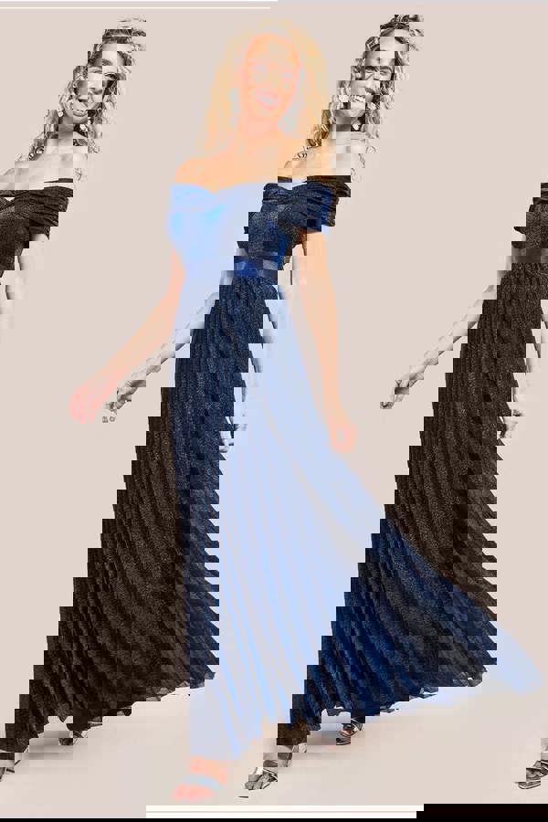 Bardot Pleated Skirt Maxi Dress - Navy DR3096A