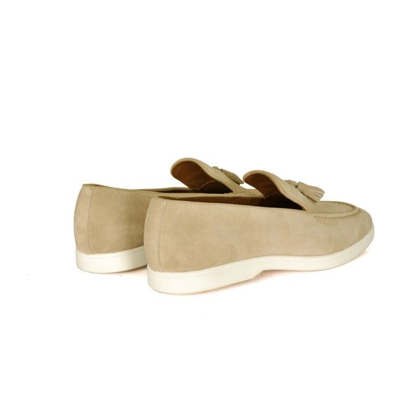 Lorenzo Suede Tassel Loafers - Beige