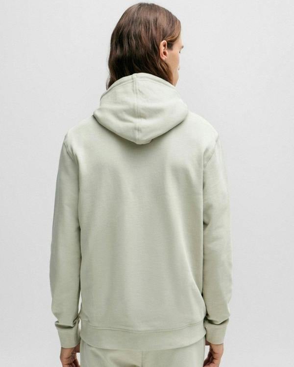 BOSS Orange Wetalk Mens Pullover Hoodie With Logo Patch - Natural 271 - CHO - Designer Mens Hoodies