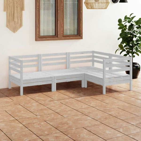 Berkfield 4 Piece Garden Lounge Set Solid Pinewood White