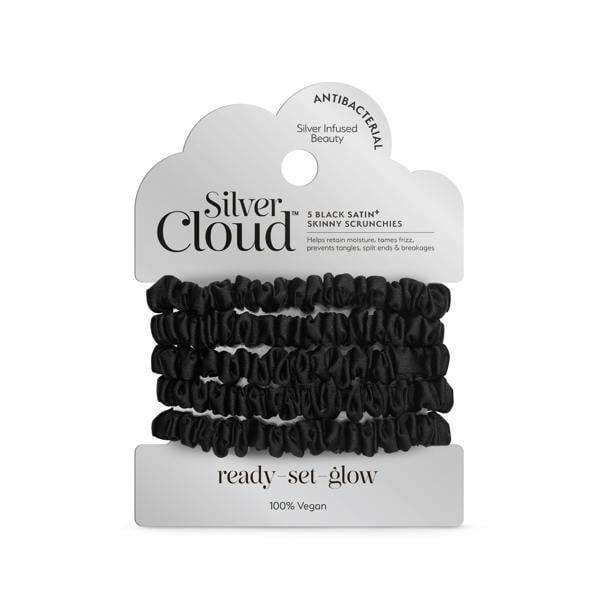 Silver Cloud Beauty Silver Cloud Skinny Hair Scrunchie Black 5 Pack