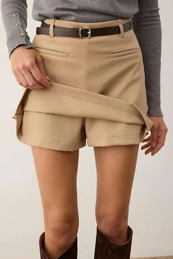 WOVCOR Belted Mini Short Skirt