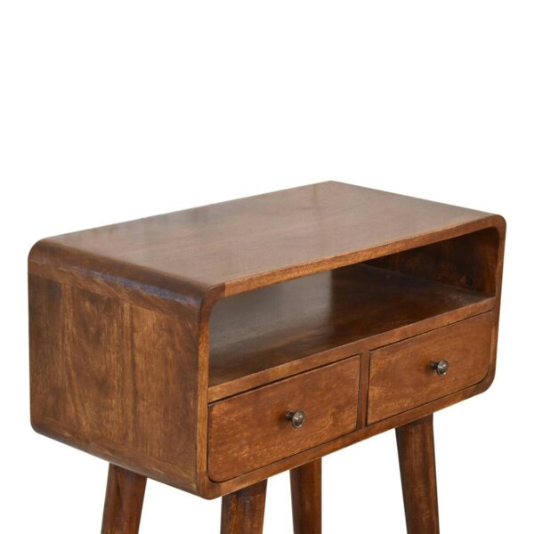 Wyld Haus Venzone Mini Chestnut Console Table 2 Drawers and Open Shelf