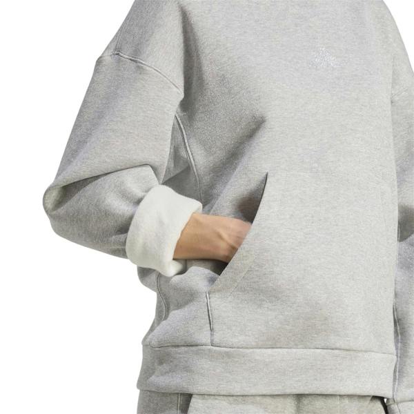 Adidas Womens/Ladies Glitter Logo Oversized Drawstring Hoodie - Silver - 