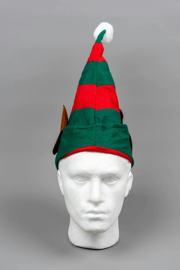 5 Pack Christmas Elf Hat with Ears Red and Green Polyester Fancy Dress Costume Accessory image 1