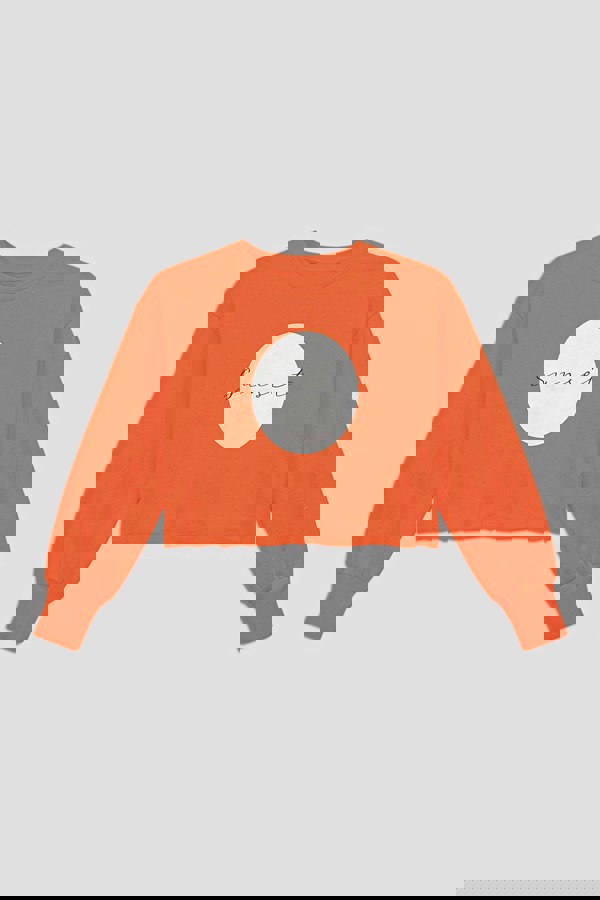 ENORSIA Raw Edge Chest Print Sweatshirt