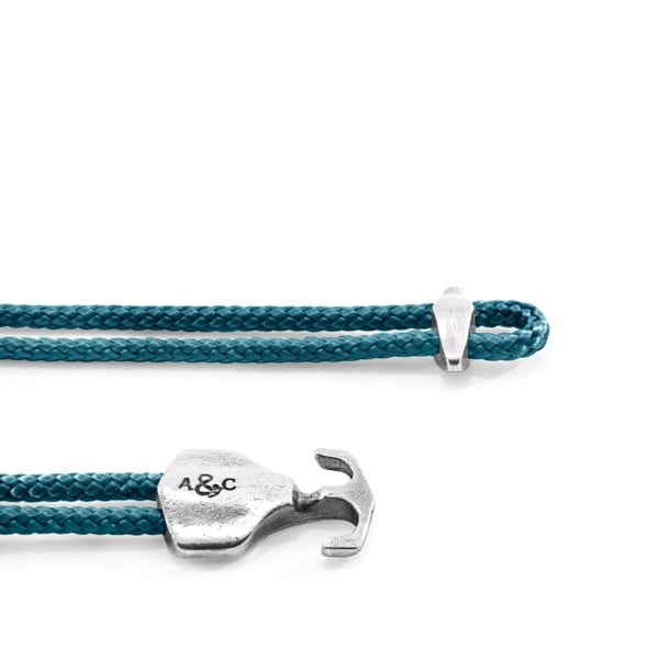 Ocean Blue Delta Anchor Silver and Rope Bracelet