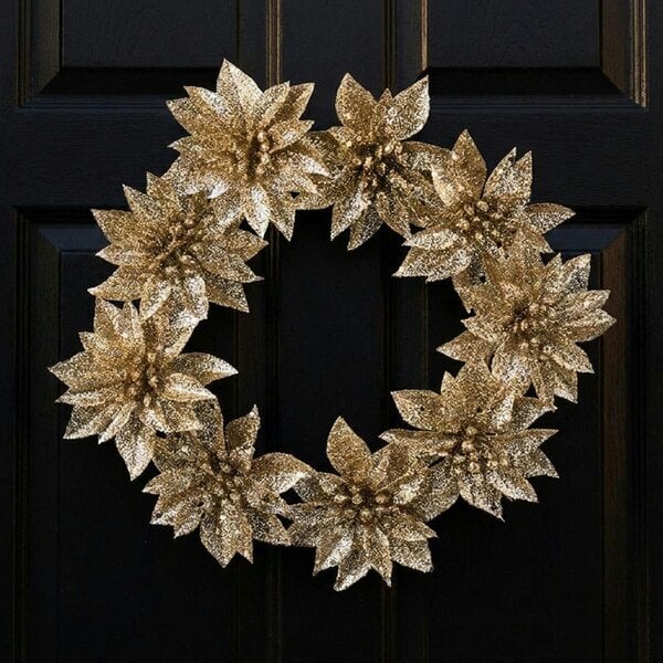 Garden Greatness Sparkling Poinsettia Christmas Wreath