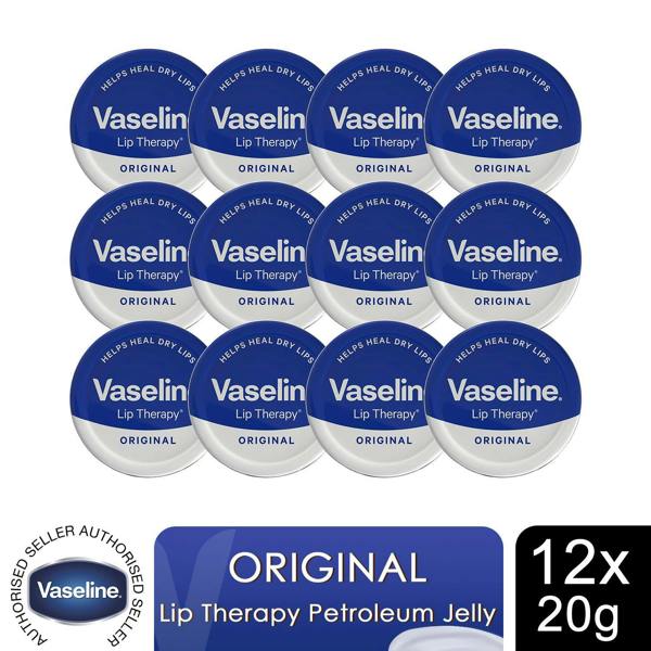 Vaseline Lip Therapy Original 20g Petroleum Jelly Hydrating Lip Balm, 12 Pack