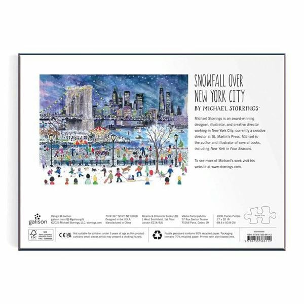 Christmas Michael Storrings Snowfall Over New York City 1000 Piece Jigsaw, Jigsaws & Puzzles, Travel, Gift