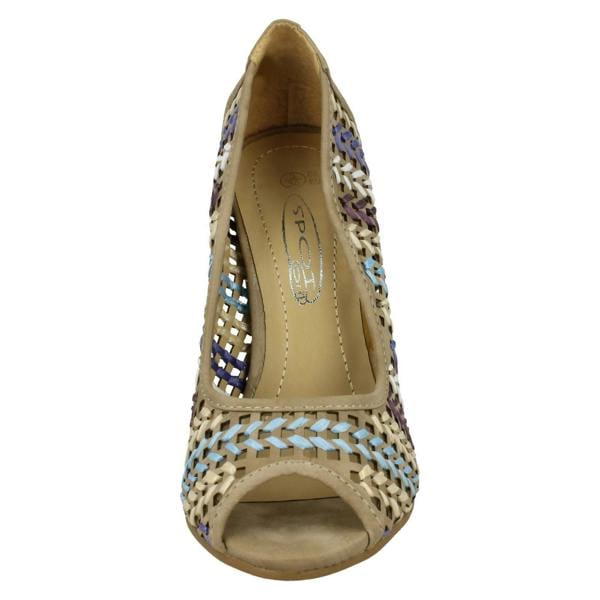 Spot On Ladies Spot On Heeled Peep Toe Court Shoe